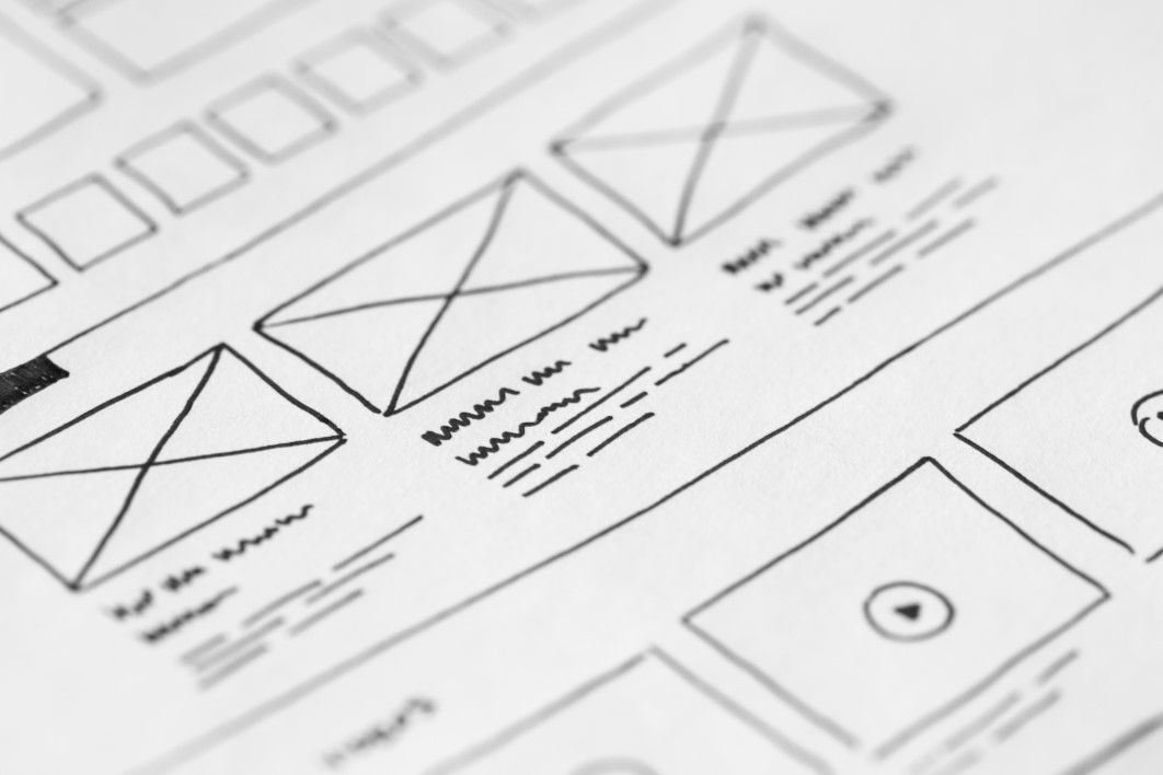 Wireframe sketch of a web design layout